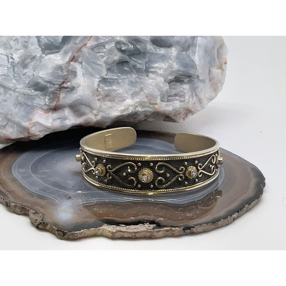 Authentic Rare GKIKAS Vintage Etruscan Bracelet 925 w/ Cubic Zirconia
